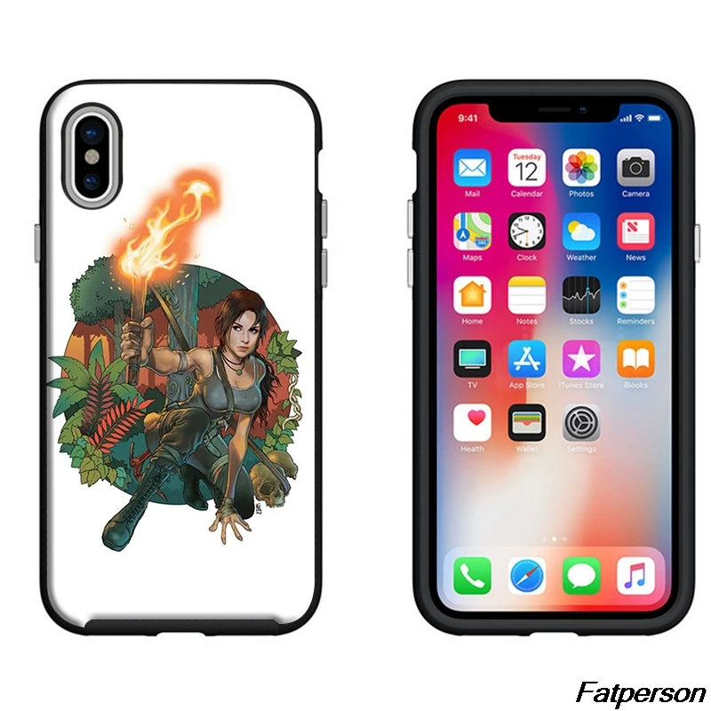 Tomb Raider черный мягкий силиконовый чехол для телефона из ТПУ Apple iPhone X 8 8plus 7 7plus 6 6splus 5