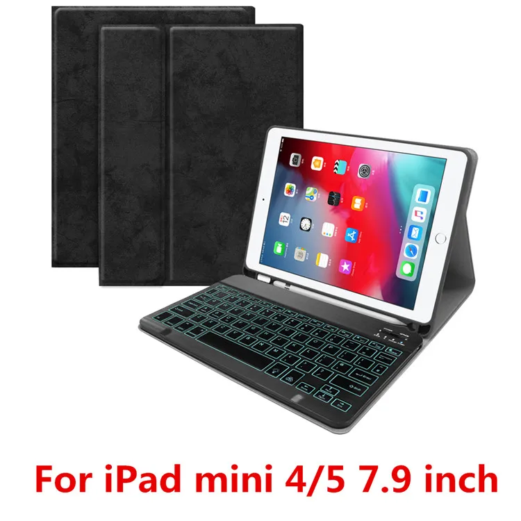 Чехол клавиатура для iPad mini 5 7,9 чехол 360 Поворот беспроводная клавиатура с подсветкой Bluetooth чехол для iPad mini 4/5 7,9 дюймов Чехол - Цвет: black