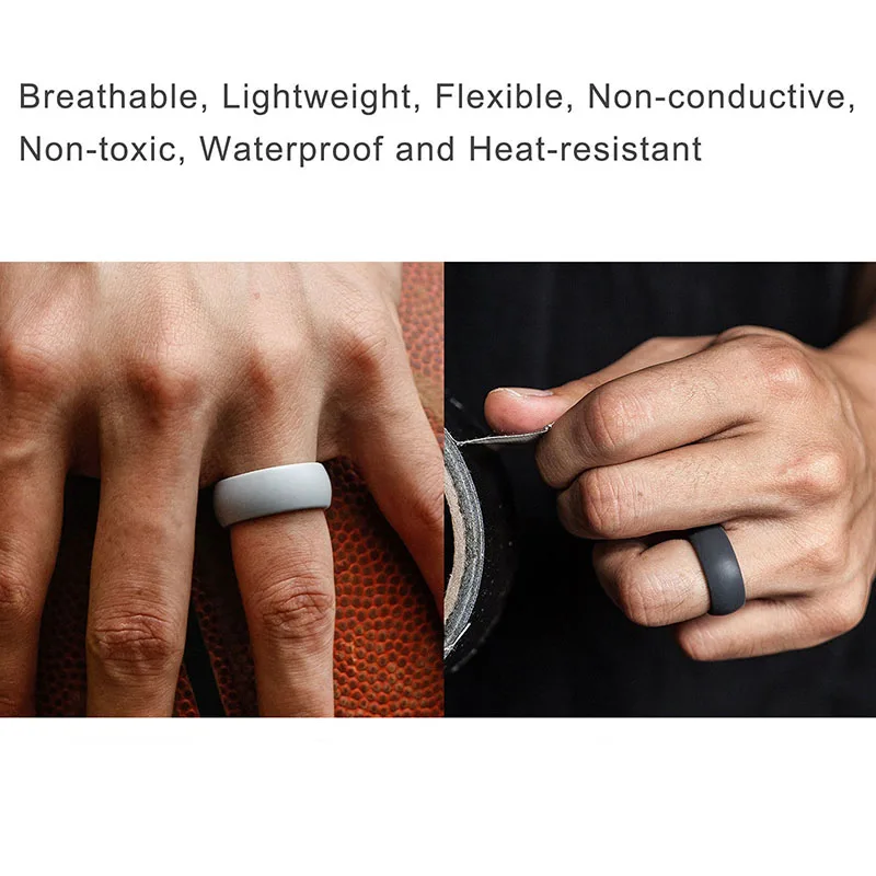 Модные крутые парные силиконовые кольца унисекс спортивные круглые однотонные