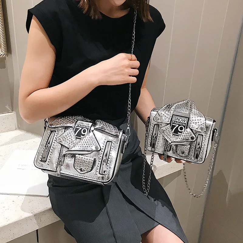 Женская сумка через плечо повседневная из искусственной кожи с заклепками в