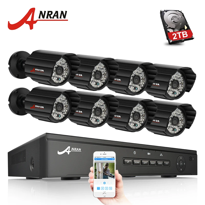 ANRAN P2P Plug and Play 1080 P 8CH POE NVR HD 48 ИК Открытый водонепроницаемый Пуля безопасности