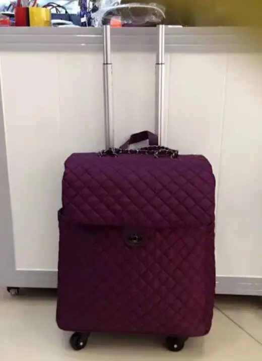 purple CLOTHING CARRYLOVE 1" дюймов женская сумка на колесах багажные крутящееся женские ручной клади дорожная сумка на колесах - Цвет: purple CLOTHING