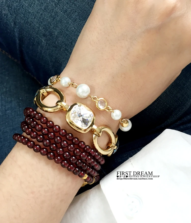 Лидер продаж модный белый квадратный золотистый браслет с кристаллами DYRBERG/KERN в