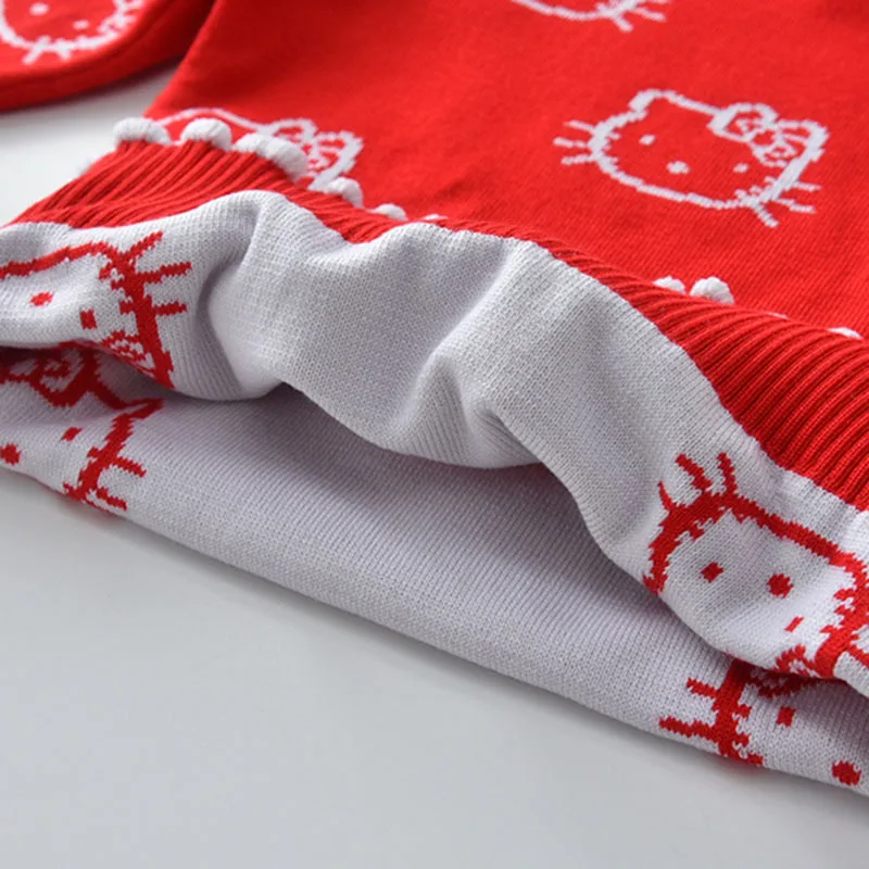Вязаная одежда для малышей; свитер для маленьких девочек с рисунком «hello kitty»; осенне-зимний свитер для девочек; Повседневный свитер для маленьких девочек