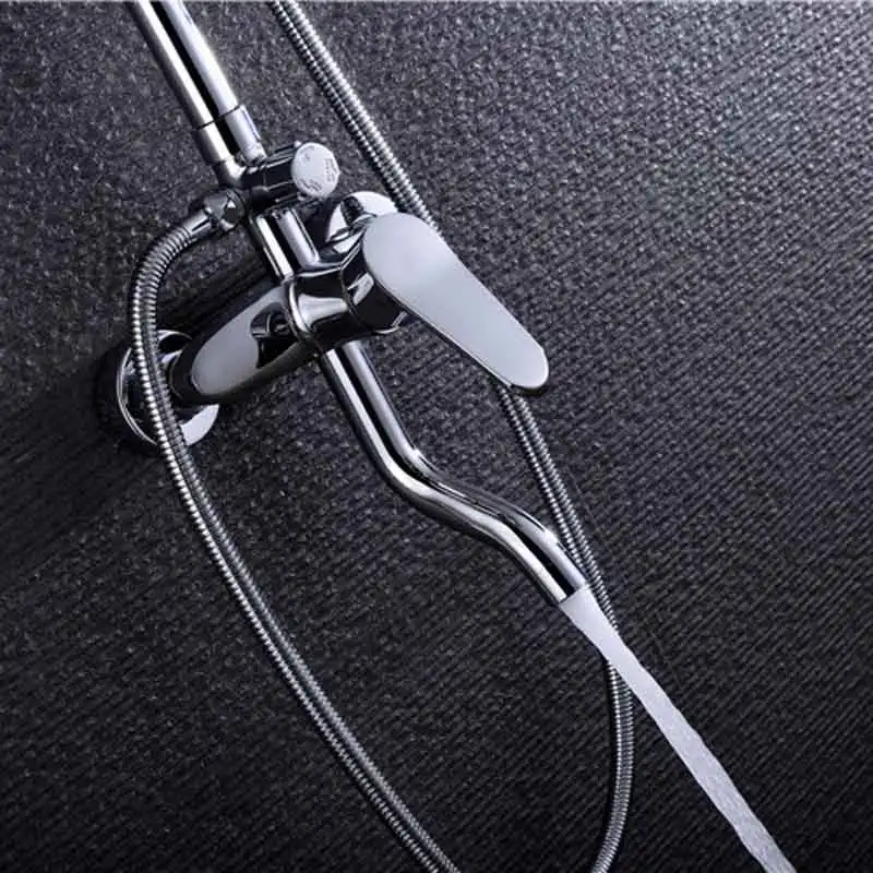 

8Luxury Bathroom Brass Bath Shower Faucet Chrome Wall Mounted Shower System Set Water Tap Mixer Head Hand Shower Sprayer