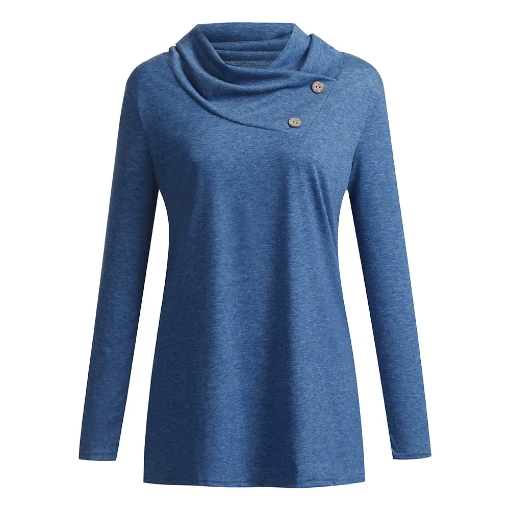 Blusas mujer de moda женские рубашки с длинным рукавом на пуговицах и воротником-Хомутом Женские повседневные однотонные Туники Топы Блузки roupas feminina