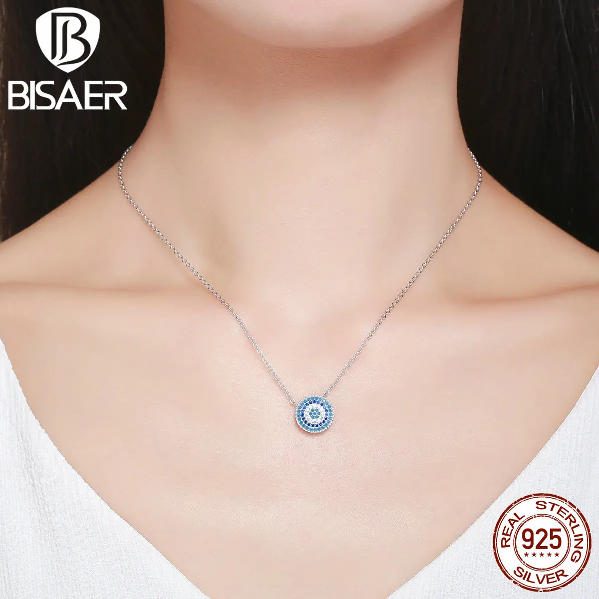 Женское Ожерелье из стерлингового серебра 925 пробы в богемном стиле с голубым