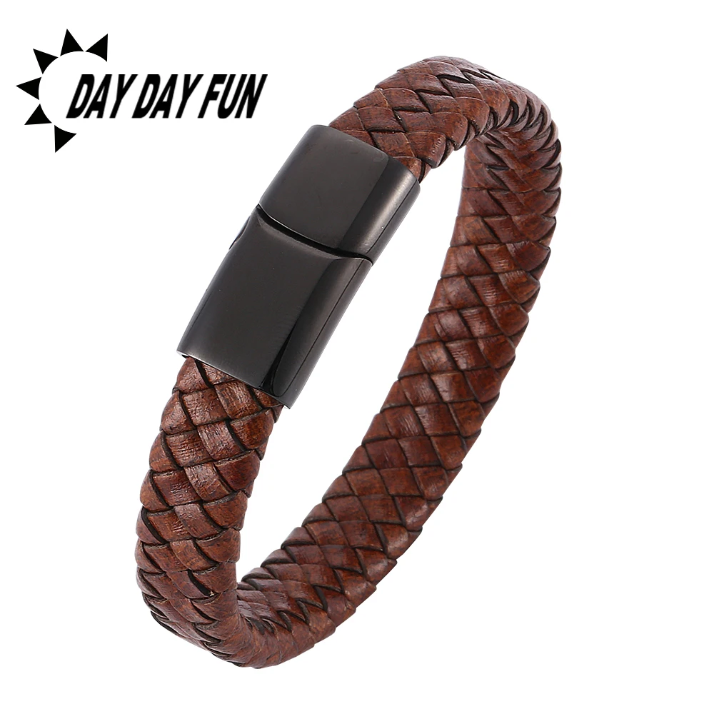 Стильные мужские ювелирные изделия винтажный браслет из плетеной кожи ручной