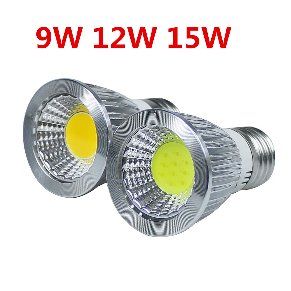 

5pcs E27 Cree Chip 9w 12w 15w LED COB Spotlight Bulb Cool White Warm White dimmable light AC85-265V lamp Home Lighting