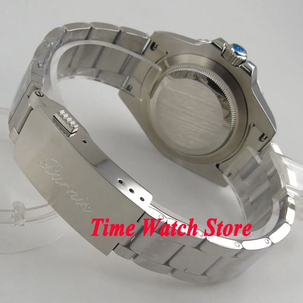 Мужские автоматические часы Parnis GMT 3804 40 мм черный циферблат сапфировое стекло