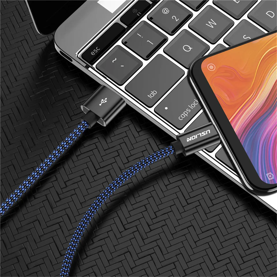 USLION usb type C кабель 2.4A кабель передачи данных для быстрой зарядки для Xiaomi 8 huawei P20 Pro samsung S8 S9 0,3 m/1 m type-c USB Кабель зарядного устройства