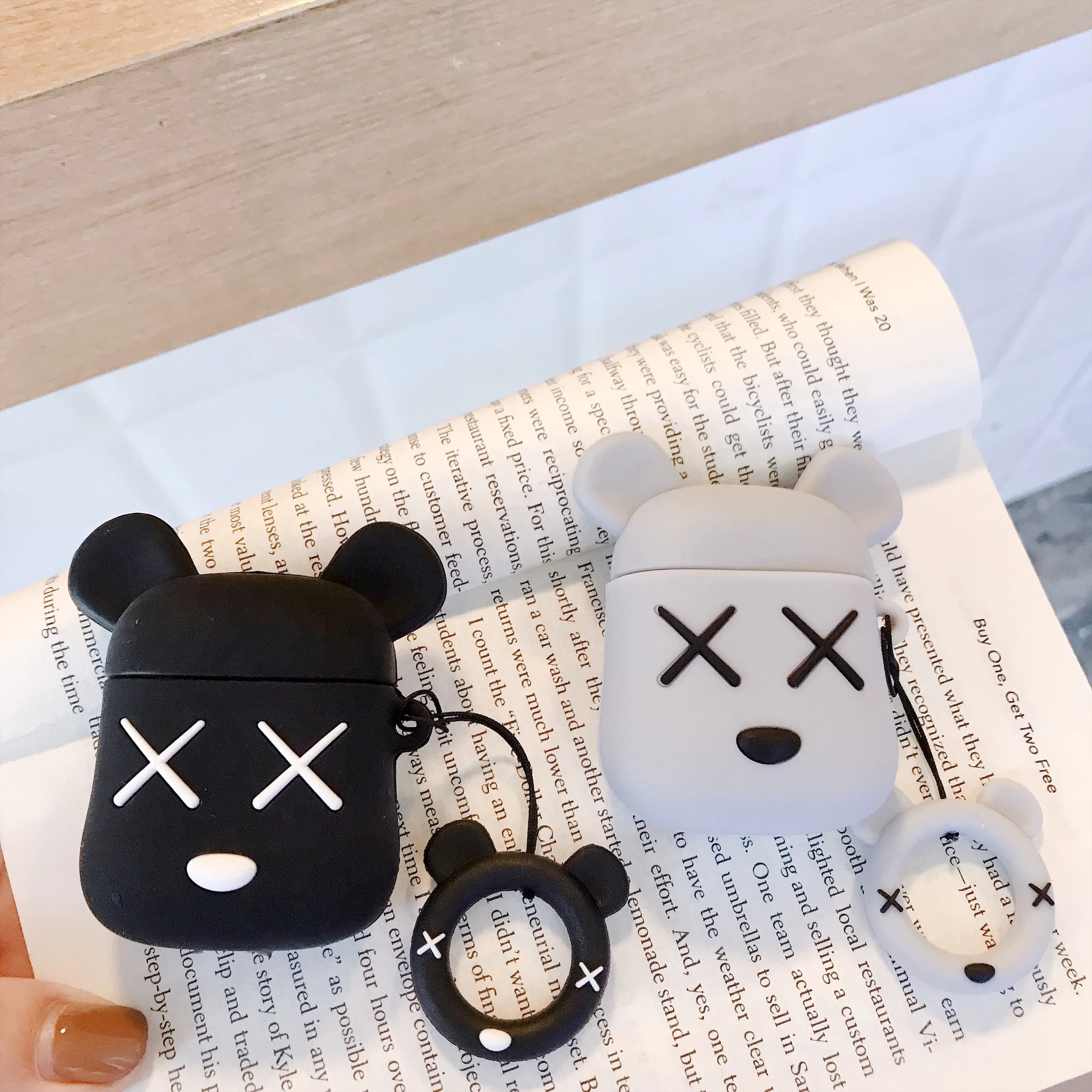 BOLAKER модный тренд милый медведь, Мягкий силикон чехол для Apple Airpods, чехол для наушников, водонепроницаемый и пылезащитный