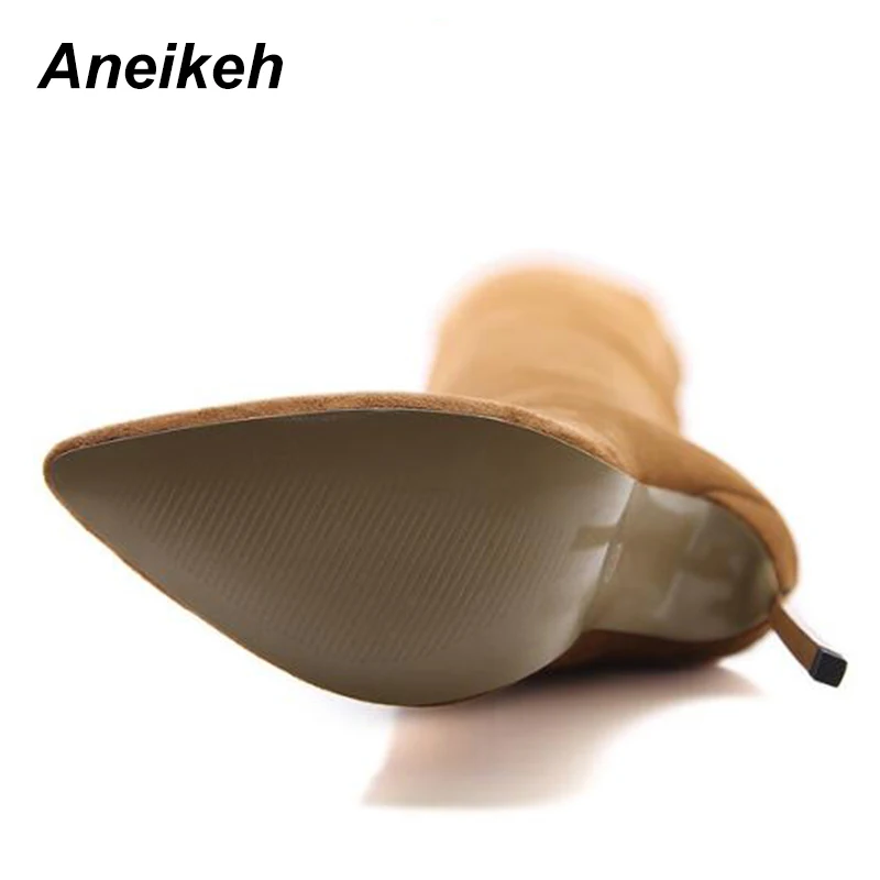 Aneikeh/; осенние ботинки «Челси» на молнии; обтягивающие высокие сапоги до бедра; модные сапоги выше колена; обувь на высоком каблуке; женская обувь; Sapato