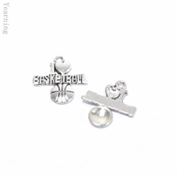 Yearning Jewelry Findings Vintage Silver Alloy I Love Basketball Pendant Charms Fit Nacklace Bracelet 21*20MM 60pcs/lot | Украшения и