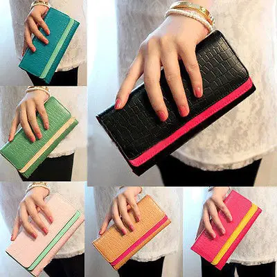 Модный женский длинный кошелек OL с двойным клапаном и отделением для карт 11