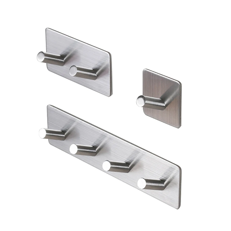 

4Pcs Self Adhesive Wall Door Back Hooks Stainless Steel Hook Wall Key Coat Bag Holder Bathroom Kitchen Rustproof Towel Hooks