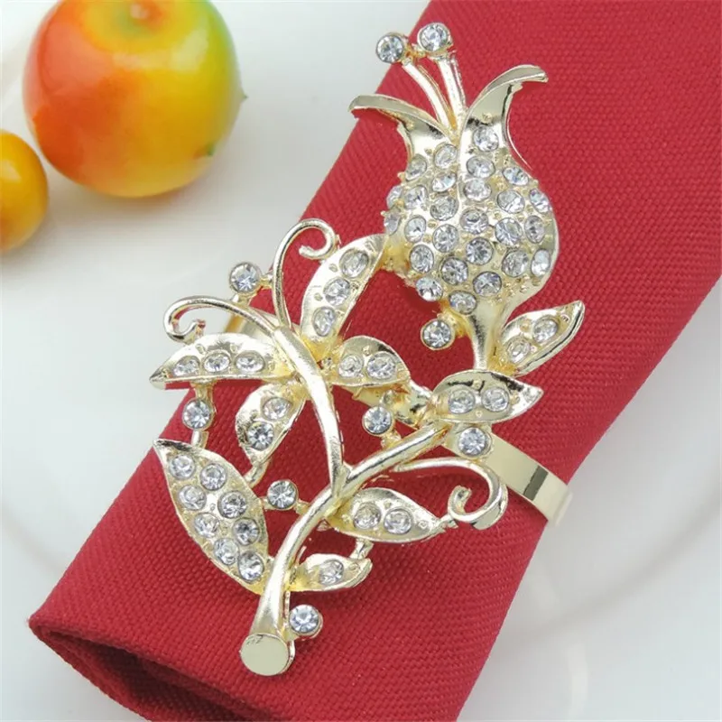 

10pcs/Lot Rhinestone Napkin Ring Holder Nylon Sticker Table Decoration Wedding Christmas Napkin Rings Wedding Receptions Gift