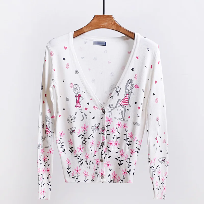 Свитер женский вязаный с цветочным принтом|cardigan sweater|knitted sweatersweater cardigan |