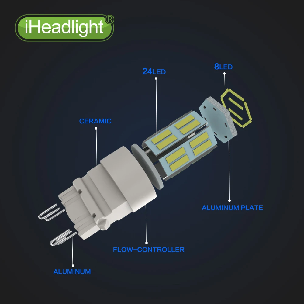 2 шт. T20 W21W светодиодный 32SMD W21/5 Вт WY21W 7440 7443 лампы T25 3157 3156 p27/7 автомобильный тормоз