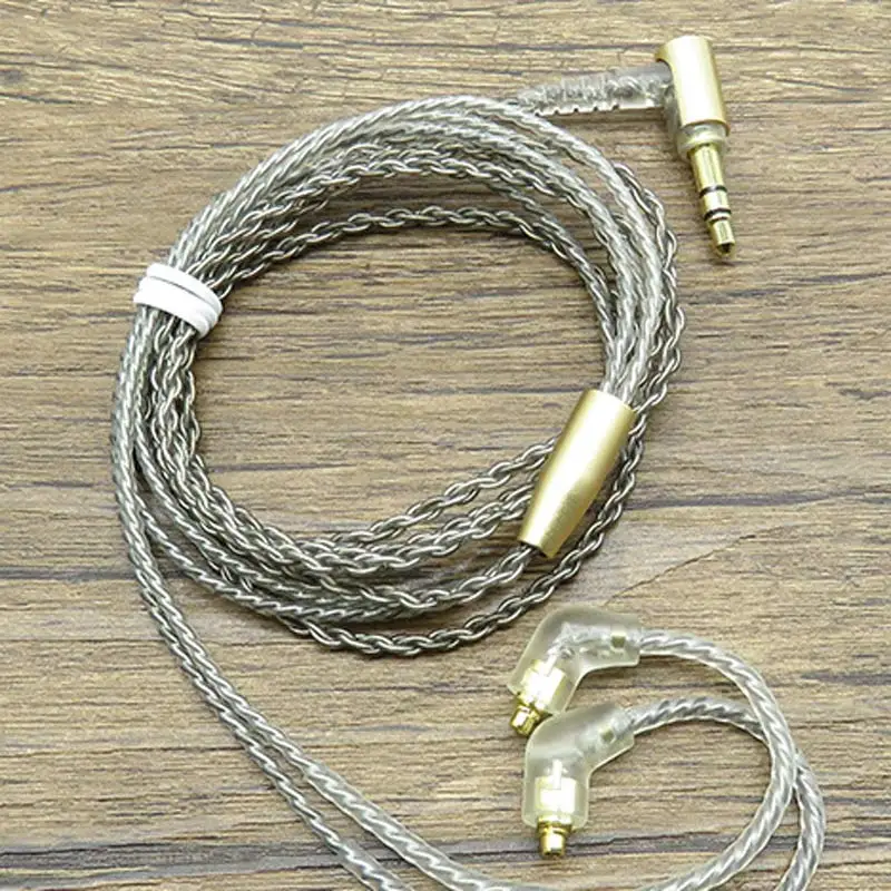 Обновленный 32 ядра MMCX кабель для Shure SE215 SE425 SE535 SE846 наушники гарнитура с серебряной
