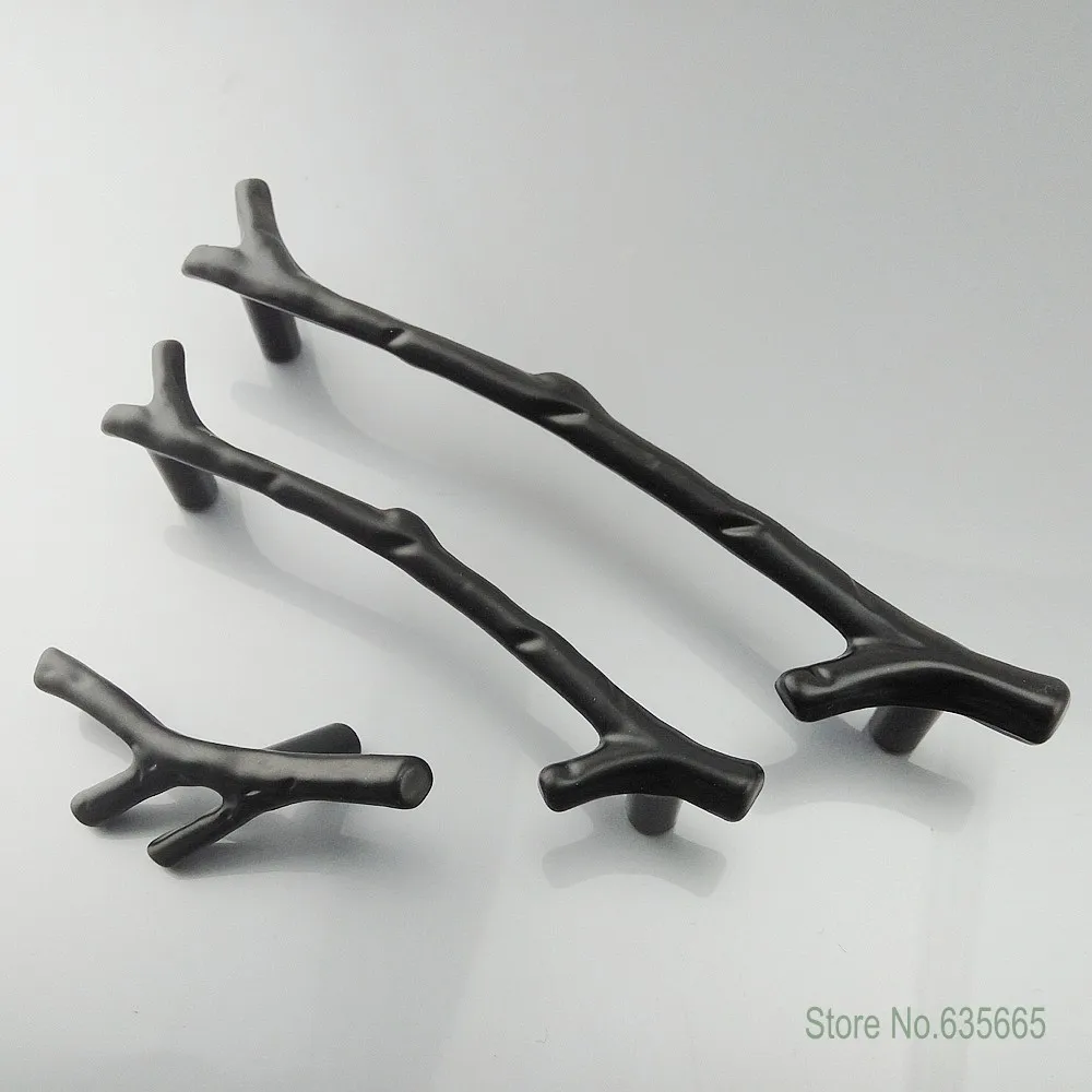 Новая античная Черная фурнитура для мебели ручки деревьев ветвей художественная