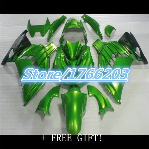 

Injection For KAWASAKI 06 07 08 09 10 11 ALL Green NINJA ZX-14R ZX14R ZX 14R 2006 2007 2008 2009 Gloss green 2011 Fairing