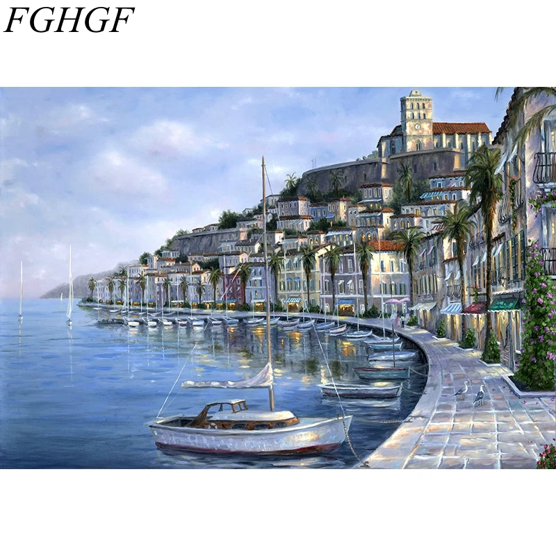 FGHGF Рождественский пейзаж без рамки DIY Пляжная фотография рисование по номерам