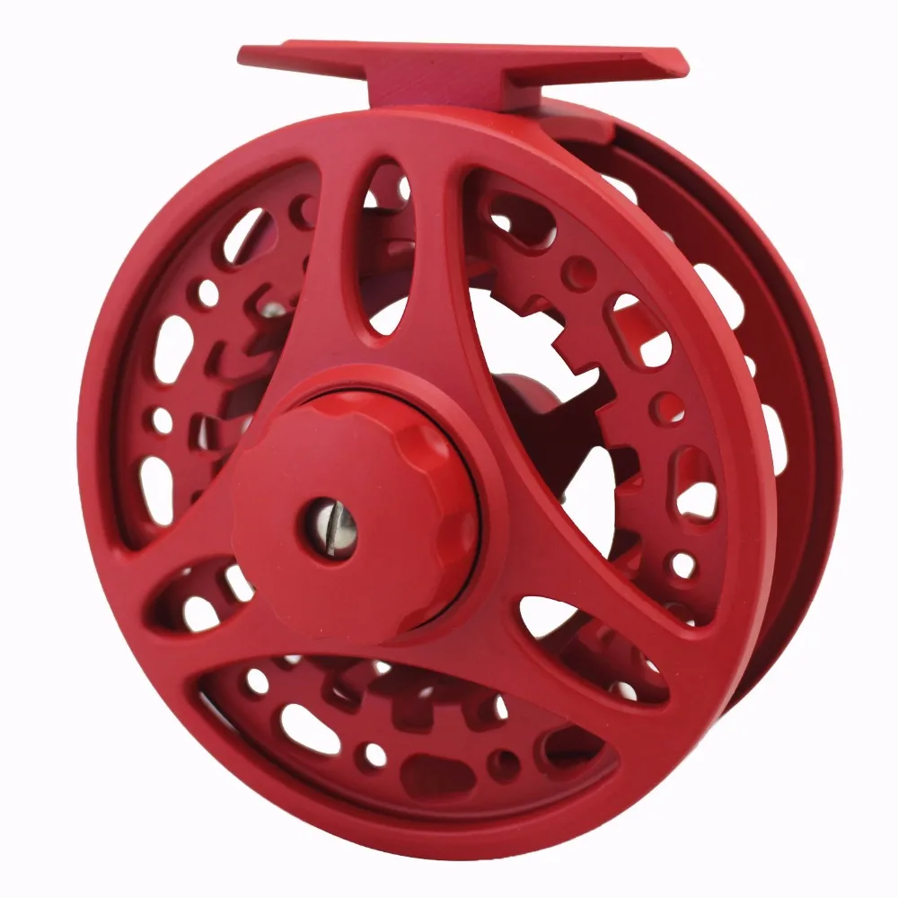7/8 Aluminum Fly Fishing Reel Left and Right Handed Changeable Disc Drag System Reel Diameter 95mm Red Color