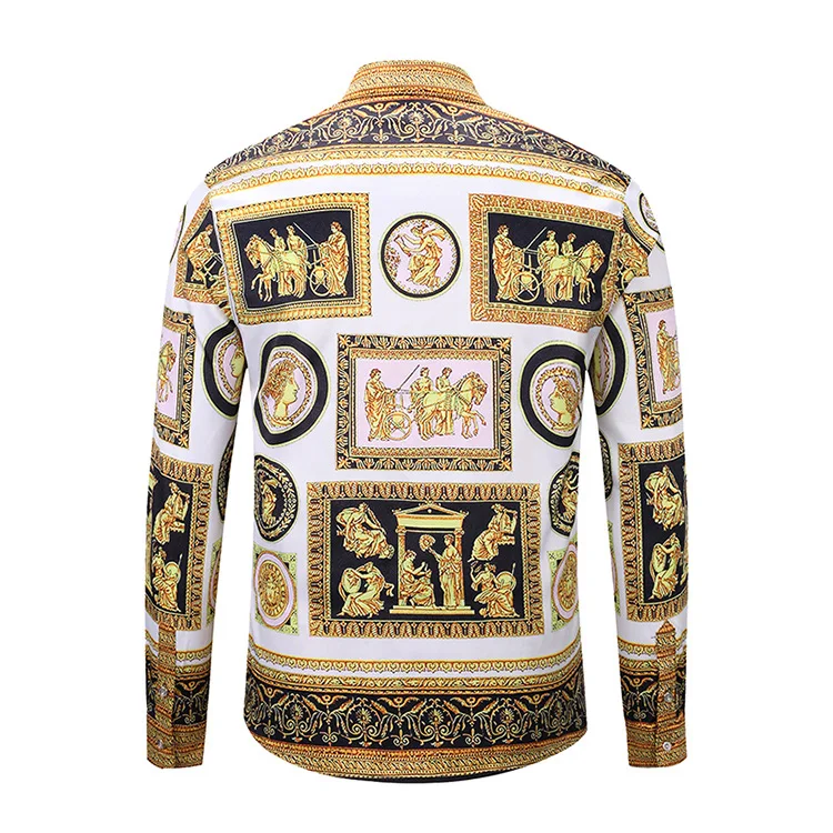 Camisa Masculina, новинка, мужская рубашка, модная, с 3d рисунком, с длинным рукавом, повседневная, облегающая, Chemise Homme Camisas Para Hombre
