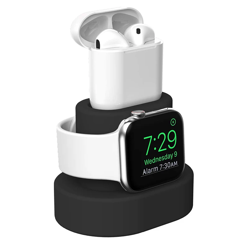 Fivetech 2 в 1 силиконовый держатель для Apple Watch/Airpods зарядная подставка для Apple Watch Series 4/3/2/1 маленький держатель для Airpods