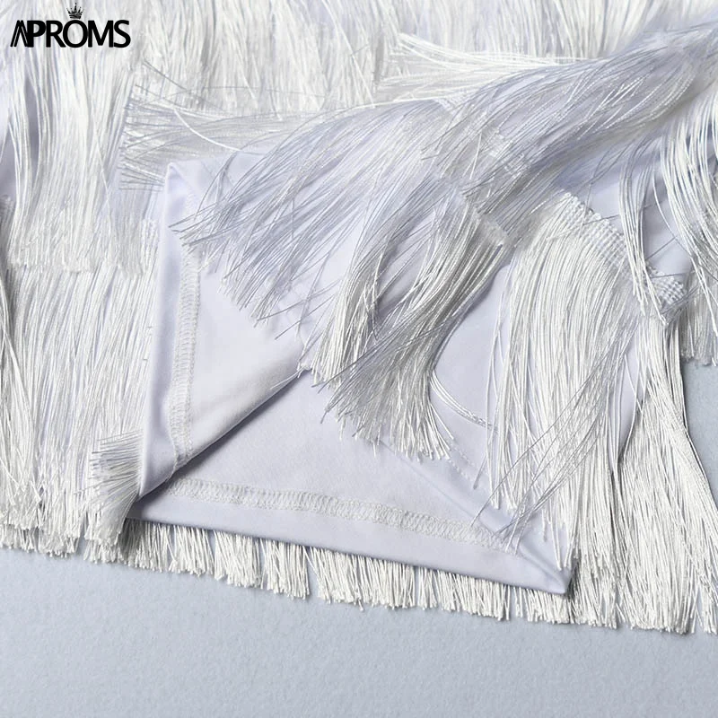 Aproms, сексуальная слоистая кисточка, комплект из 2 частей, Бандажное платье,, летние женские Короткие вечерние платья, белые мини Клубные платья Vestidos