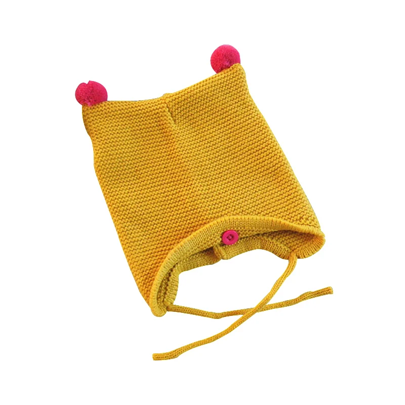 Yellow Милые вязаные свитера для новорожденных шапка с соблазнительными кошачьими ушками, для малышей с мультяшным принтом капот Enfant шляпа для детей от 0 до 8 месяцев для мальчиков и девочек, 1 предмет - Цвет: Yellow
