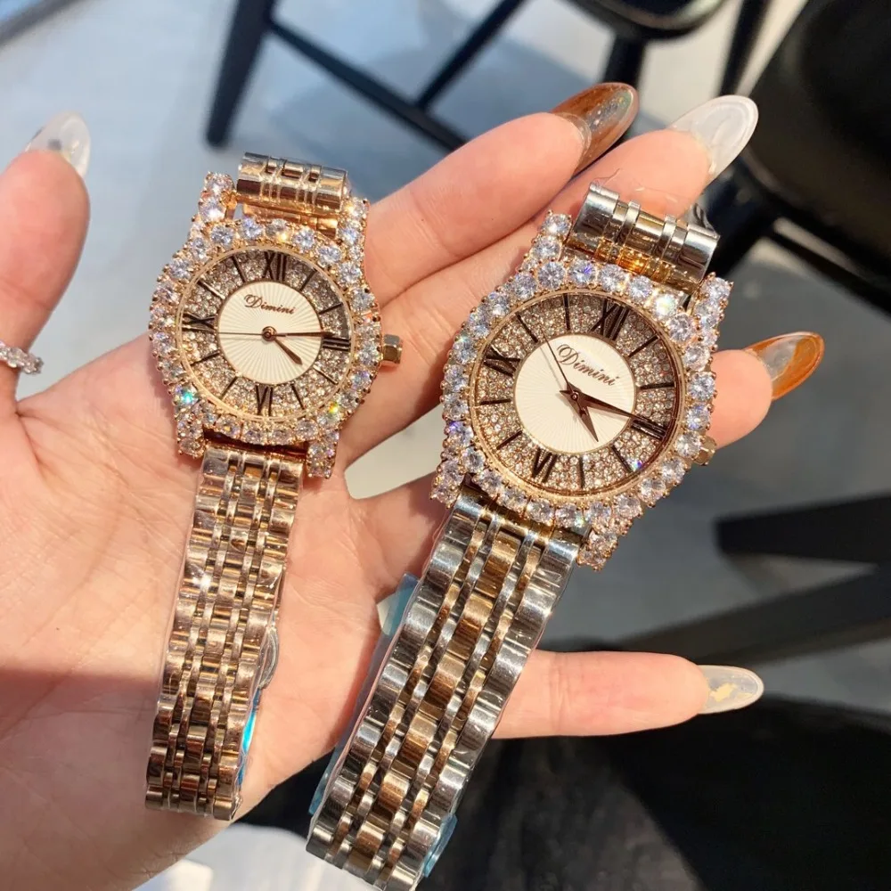 Классические женские стальные часы 2 размера стразы деловое платье бриллианты
