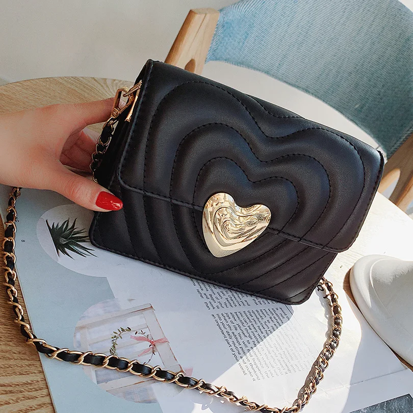 Элитный бренд разработан металлическое сердце Crossbody Сумка Полосатый лоскут