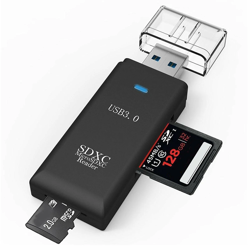 

2 в 1 устройство для чтения карт памяти MINI USB 3,0 Micro SD/SDHC/SDXC TF T-Flash Card Reader адаптер для ПК, ноутбука, компьютера