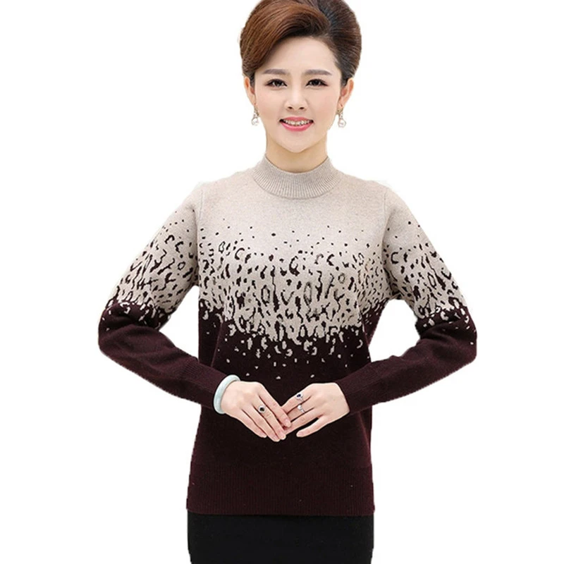 

Новинка 2017, женский свитер для женщин среднего возраста, плюс размер, облегчающий свитер, вязаный пуловер, толстый теплый кашемировый свите...