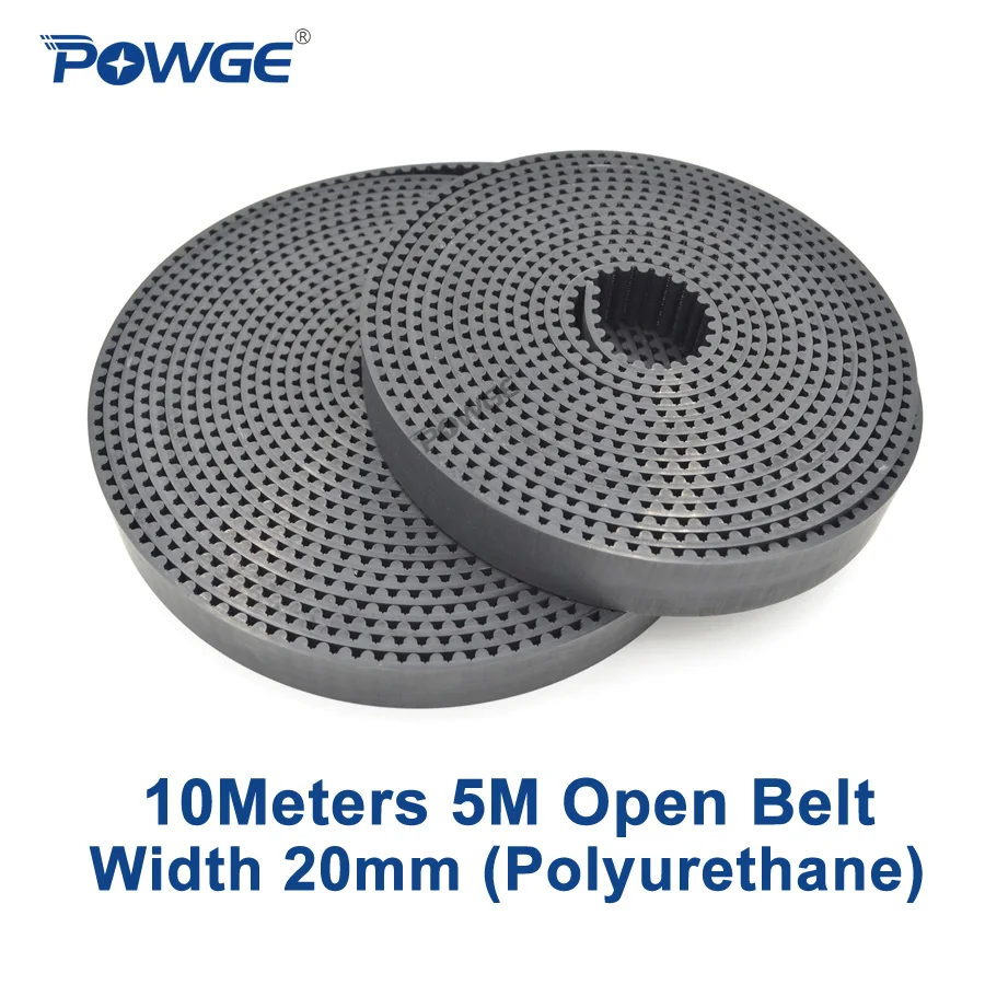 POWGE 10 метров PU Black HTD 5M Открытый зубчатый ремень 5M-20 мм ширина 20 полиуретановая