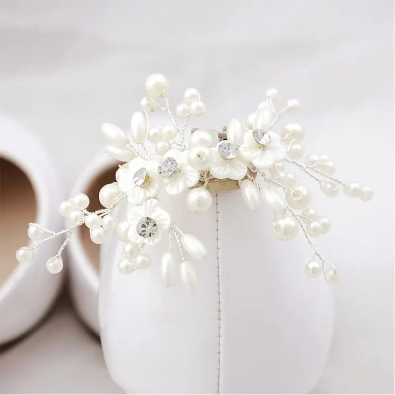 Зажим для обуви с искусственным жемчугом Цветочные бусины Элегантные Подвески