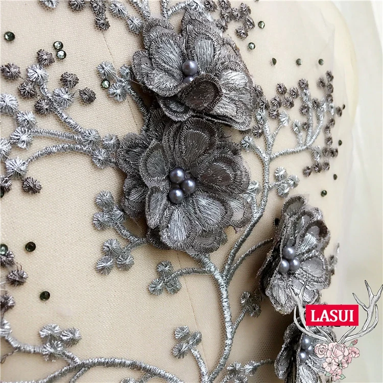 LASUI 52*23 см/38*29 см высококачественные 3D Цветы из бисера аппликации кружева с