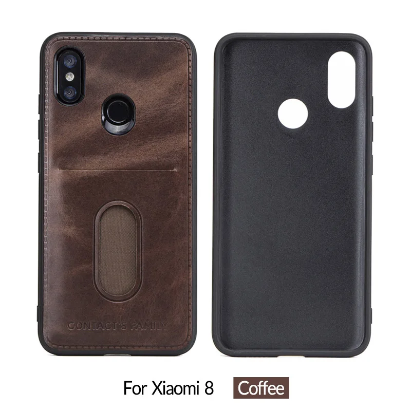 For Xiaomi 8-Coffee Чехол из натуральной кожи для Xiaomi 8, задняя крышка для iPhone 8, чехол для samsung S9, huawei, P20, чехол-кошелек, сделай сам, для mi8, P20, S9, слот для карт - Цвет: For Xiaomi 8-Coffee