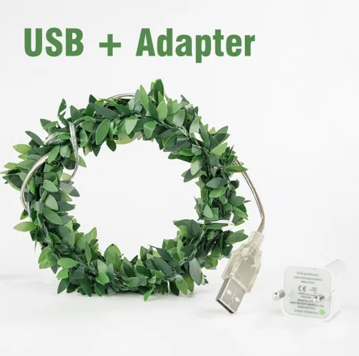 Plug In Ручная работа, 7 футов, 20 светодиодов, гирлянды в виде листьев, рождественские сказочные огни, гирлянды для улицы, дома, для свадьбы/вечерние/занавески/украшения сада - Испускаемый цвет: Plug In