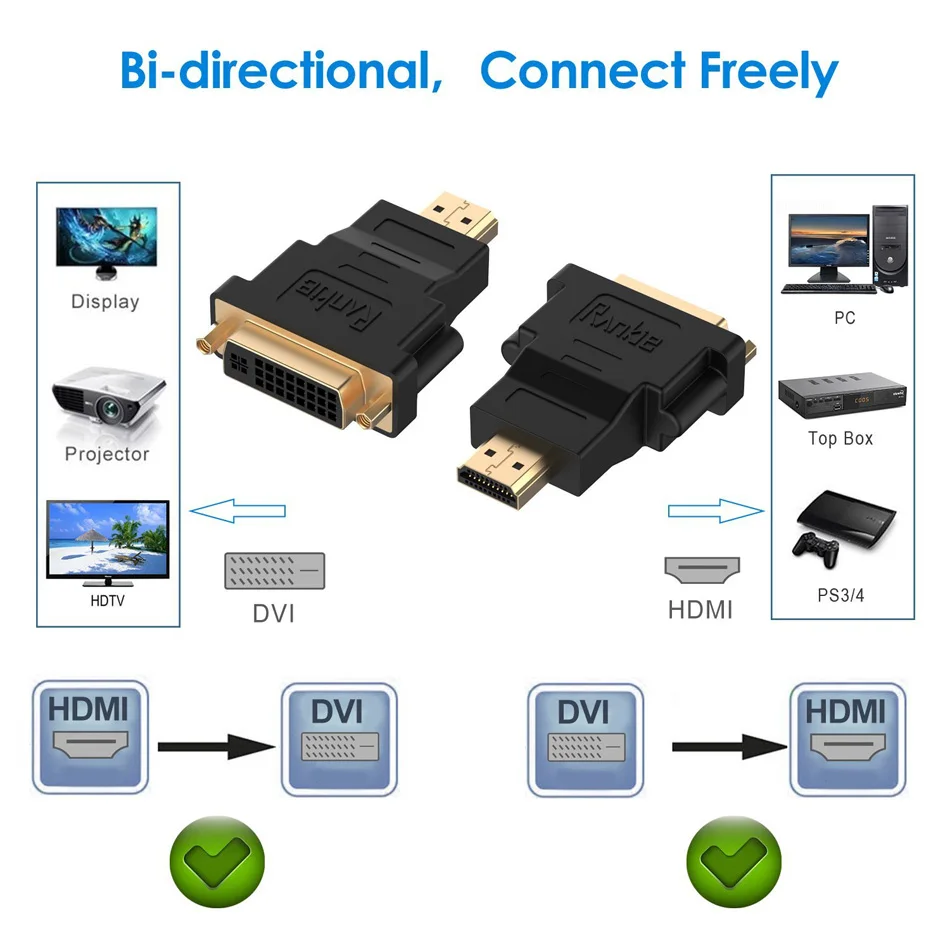 2 шт. DVI HDMI конвертер адаптер 24 + 5 Мужской к Женский для HD ТВ ЖК дисплей компьютер dvd
