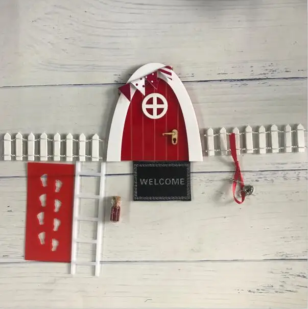 mini red set Мини Арка ручной работы милый розовый Фея дверь мышь отверстие, миниатюрные деревянные двери с овсянкой и Персонализированная вывеска - Цвет: mini red set