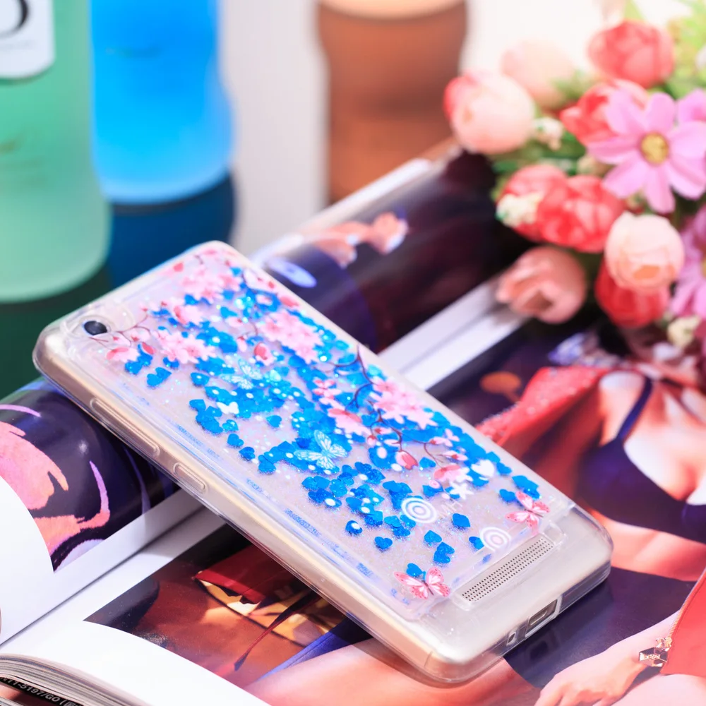 Блестящий чехол для Xiaomi Redmi 4A с жидкостью зыбучий песок силиконовый облегающий