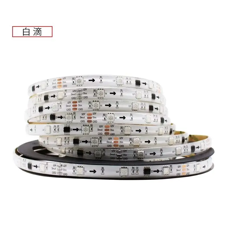 Светодиодная лента с usb-питанием WS2811 16703 умная ИС(интеграционная схема SMD 5050 30 светодиодов/м DC12V IP30 Водонепроницаемый RGB светодиодные огни с Питание+ умный wifi-контроллер