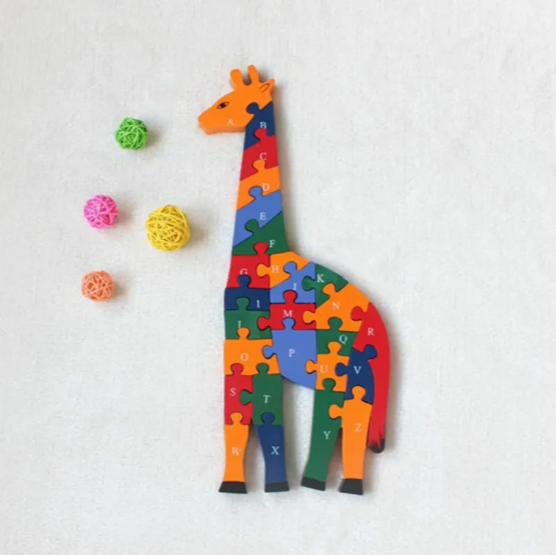 

, Wooden giraffe assembly, digital cognition, English alphabet Jigsaw puzzle toy