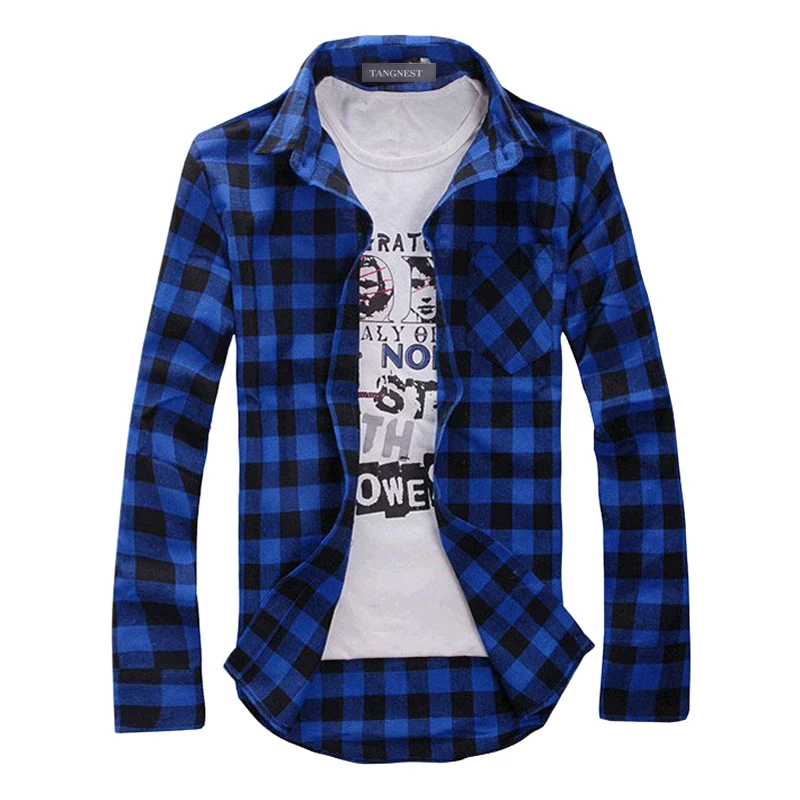 2019 New Autumn Fashion Mens Plaid Shirt Casual Long Sleeve Slim Fit Check Shirts Leisure Style Male Clothes 5 Colors M-XXL 30
