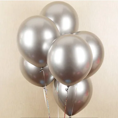 10pcs Silver ballon 10 шт. металлический шар 12 дюймов толстые Хромированные Металлические цвета надувные воздушные шары Декор для вечеринки в честь Дня Рождения жемчужные шарики, латексные шары - Цвет: 10pcs Silver ballon