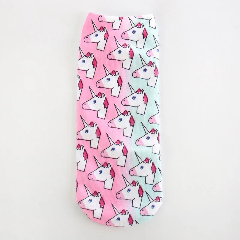 17 Trend Cute 3D Print Socks Women Ankle Socks Cartoon Animal Unicorn 3D Printing Sock Art Socks female - Цвет: 17