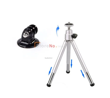 

Sliver Mini metal Table Tripod Stand & Tripod Adapter Mount for GoPro HD Hero Hero 2 Hero 3 3+ 4 Camera